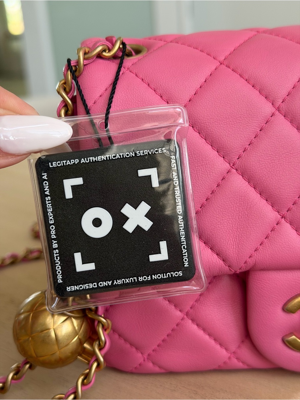 CHANEL Lambskin Pearl Crush Square Flap Mini Pink - Picture 9 of 9